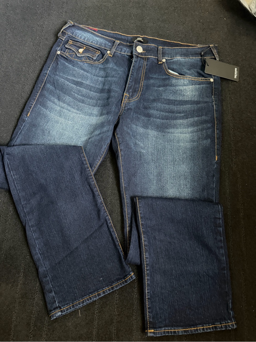True Religion Men's Dark Indigo Straight Jeans